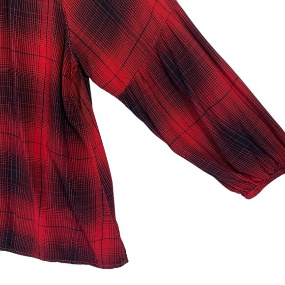 Red Plaid Long Sleeve Plaid Blouse Top size 1x by In Every Story - Picture 8 of 16